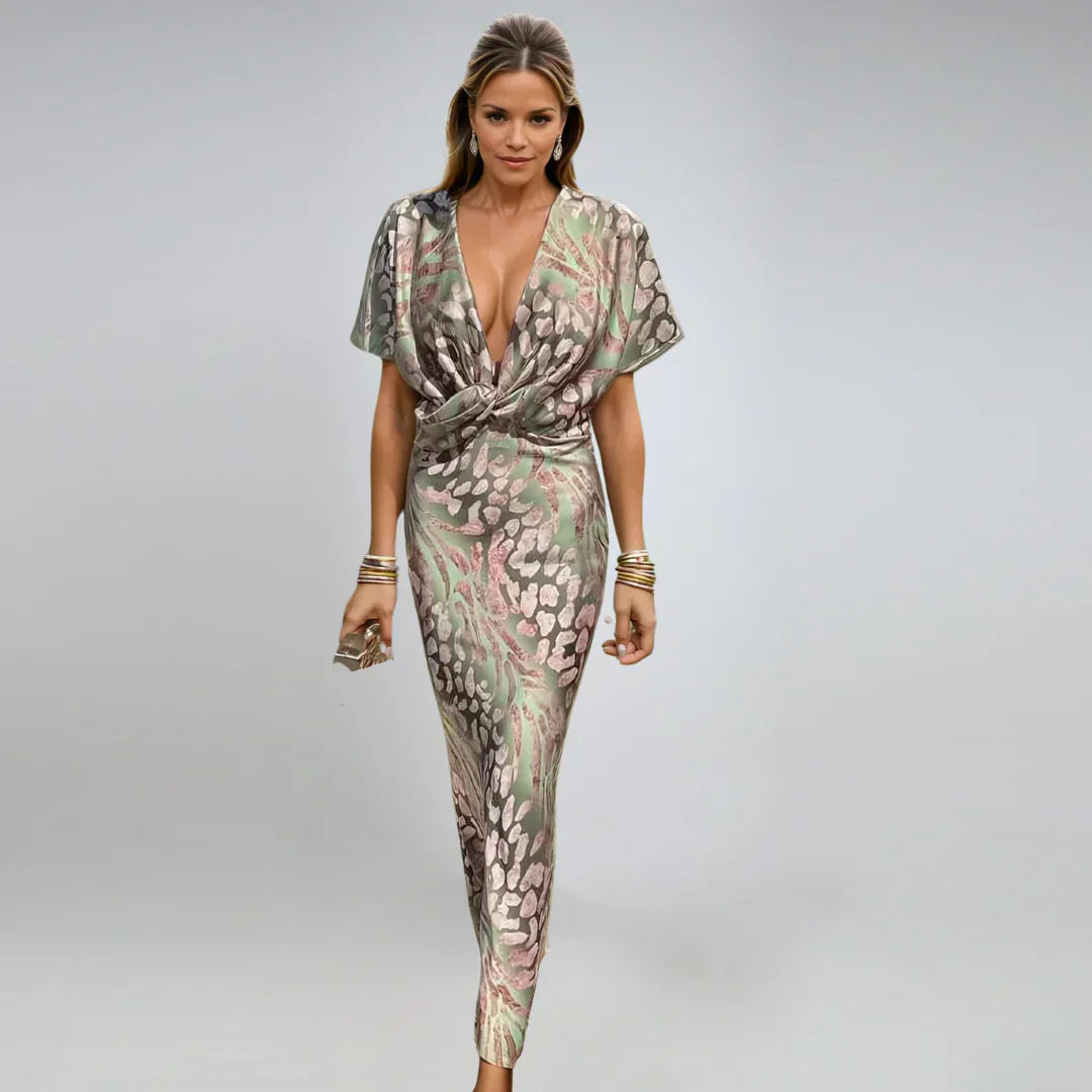 ANAHÍ - VESTIDO LARGO CON ESCOTE EN V