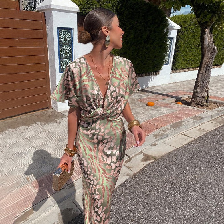 ANAHÍ - VESTIDO LARGO CON ESCOTE EN V