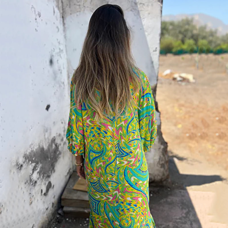 EVANGELIA™ | Elegante Vestido Largo Con Cuello En V Y Bolsillos
