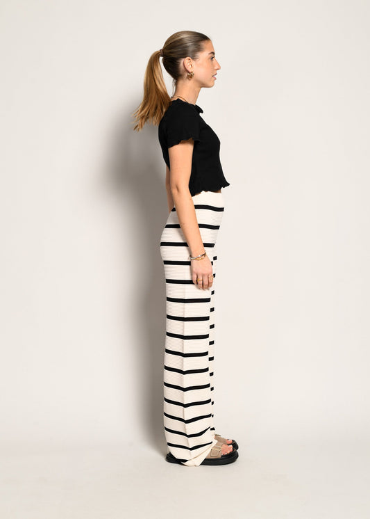 ALEXANDRA™  | Pantalón largo beige a rayas