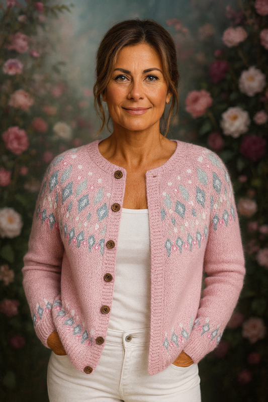 AMARA - CHAQUETA DE PUNTO SUELTO CON ESTAMPADO