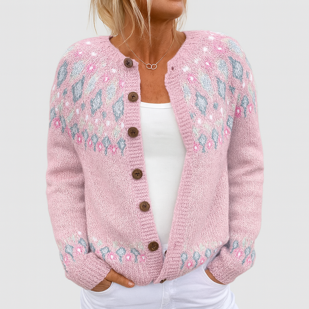 AMARA - CHAQUETA DE PUNTO SUELTO CON ESTAMPADO