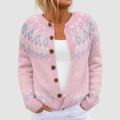 AMARA - CHAQUETA DE PUNTO SUELTO CON ESTAMPADO