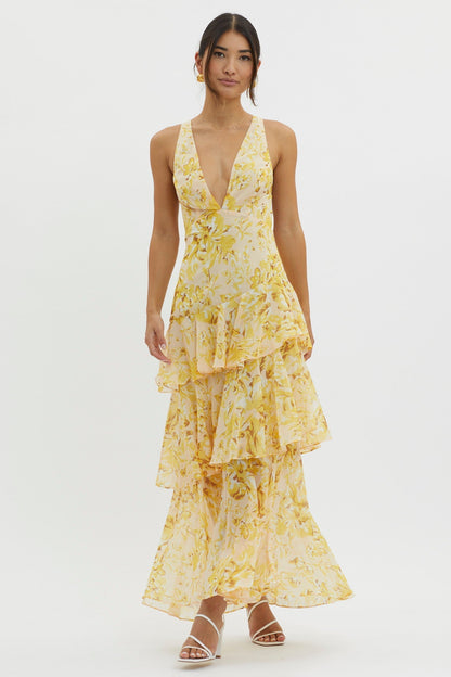 ELARA™ | Vestido largo con volantes