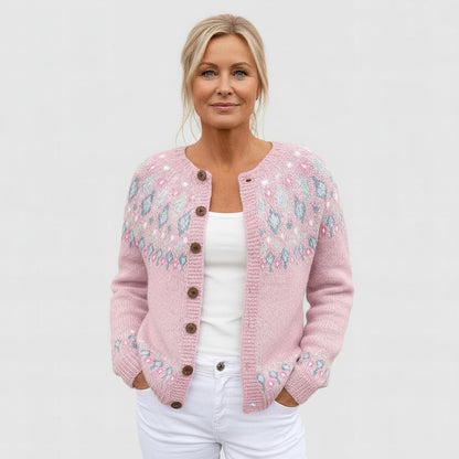 AMARA - CHAQUETA DE PUNTO SUELTO CON ESTAMPADO